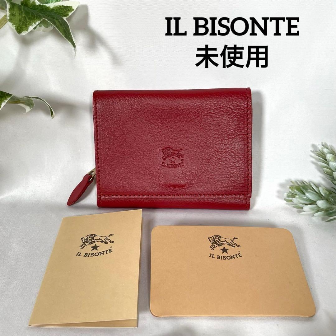 未使用 IL BISONTE イルビゾンテ 三つ折り財布 レザー コンパクト