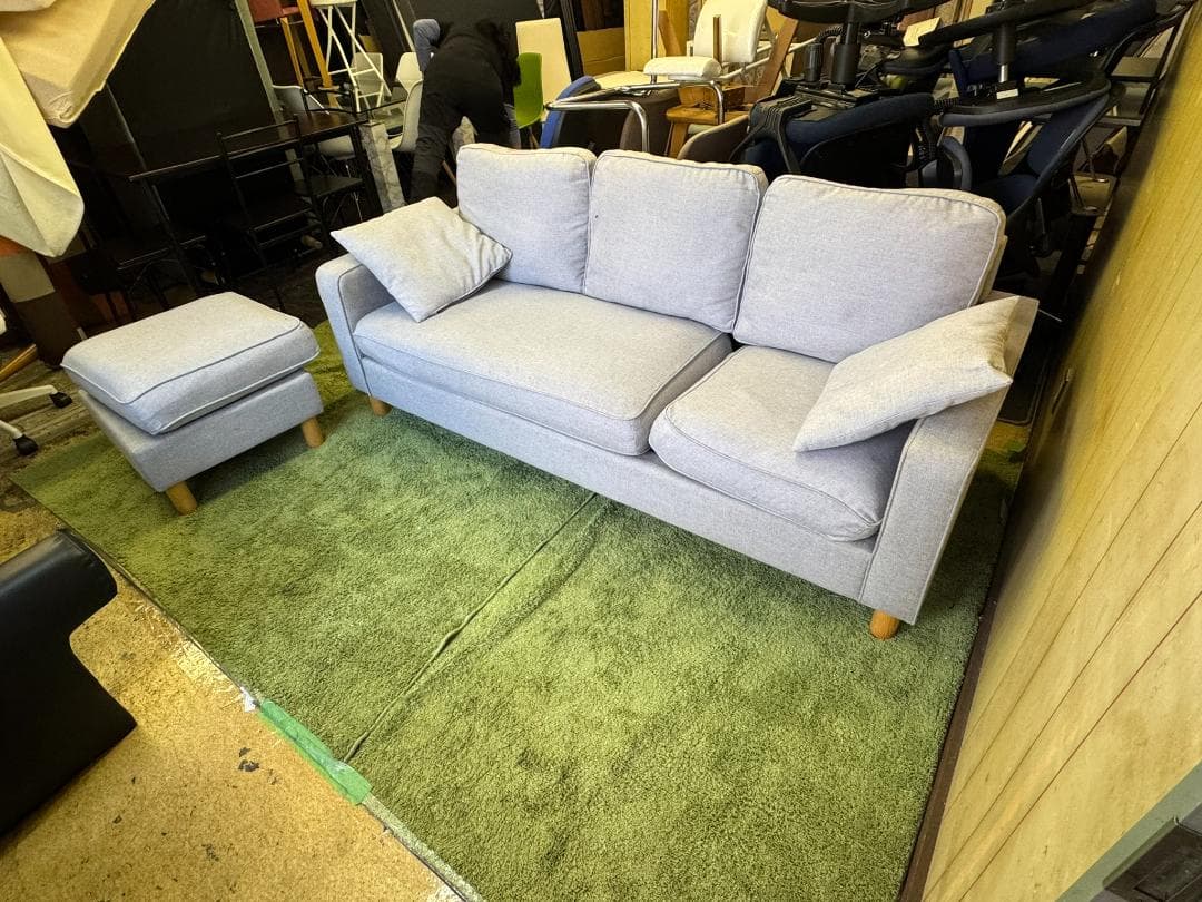 (4201W2)*3人掛けソファ オットマン付き グレー