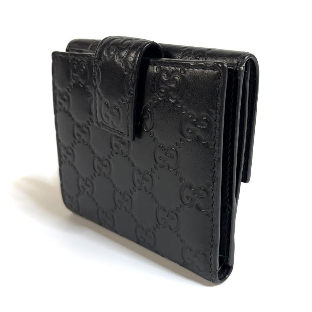 【極美品】GUCCI シマ レザー GG 財布 イタリア製 ブラック 元箱付き
