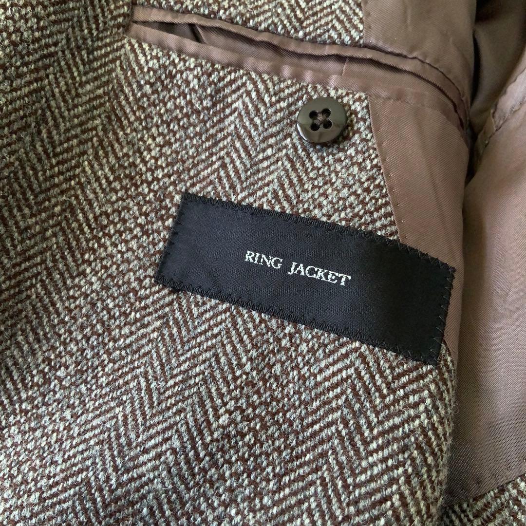 RING JACKETリングヂャケット チェスターコート42ウール ヘリンボーン