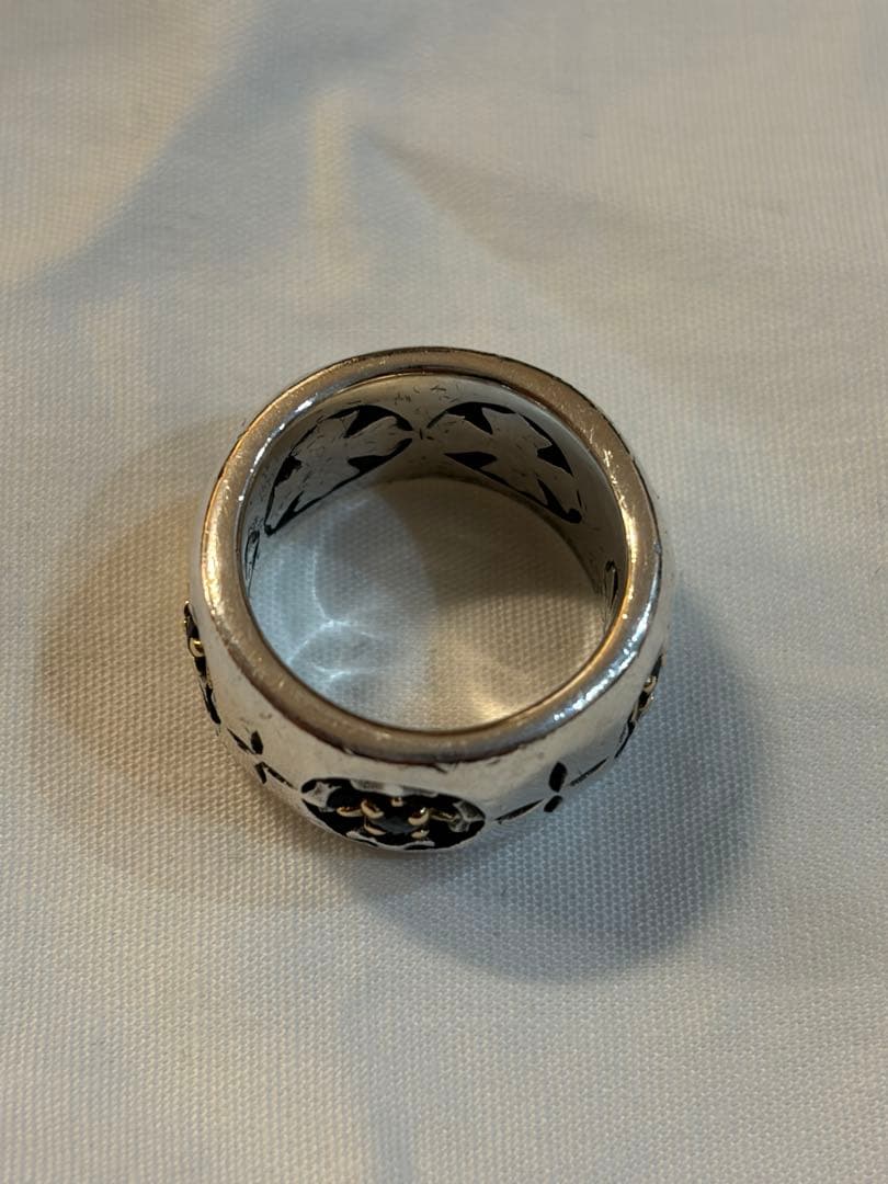 k18 サファイア5面透かし加工シルバー950ピンキーリング7号