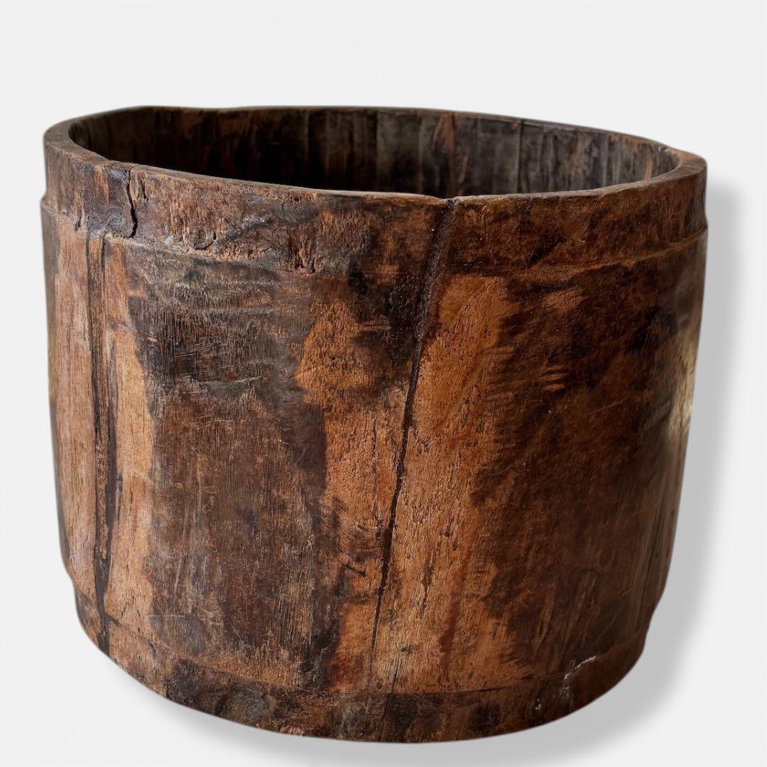 【民藝・プリミティブ】古木 くり抜き 木鉢 木桶 原木　花器含む 6点セット