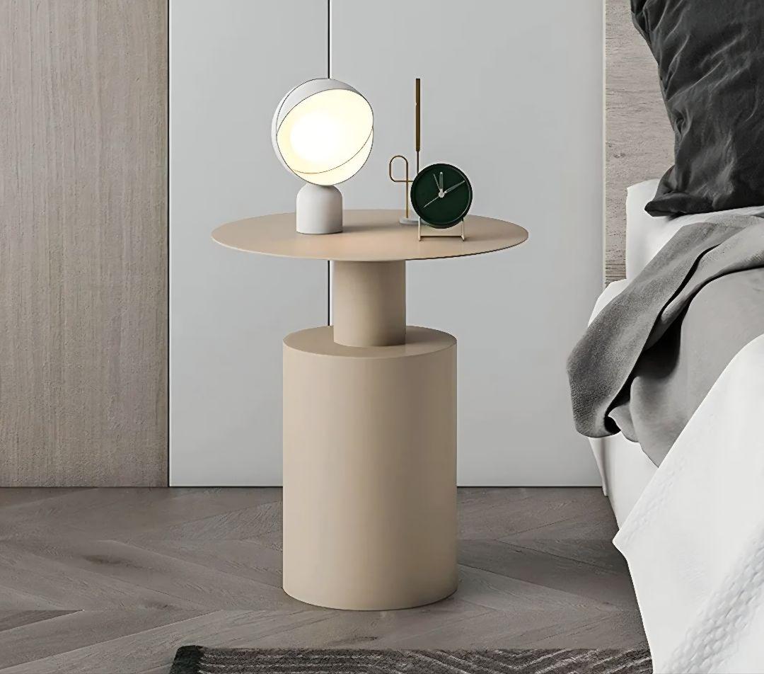 【北欧風 ベージュ 円形サイドテーブル】