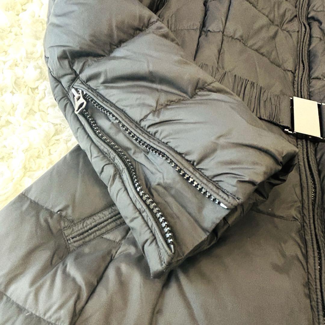 ベネトン ロングダウンコート ブラック 42 ベルト付き ダブルファスナー