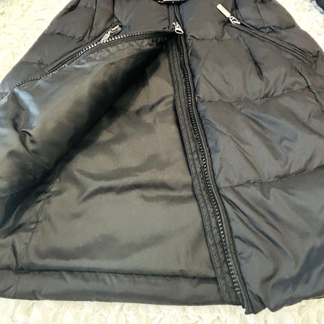 ベネトン ロングダウンコート ブラック 42 ベルト付き ダブルファスナー