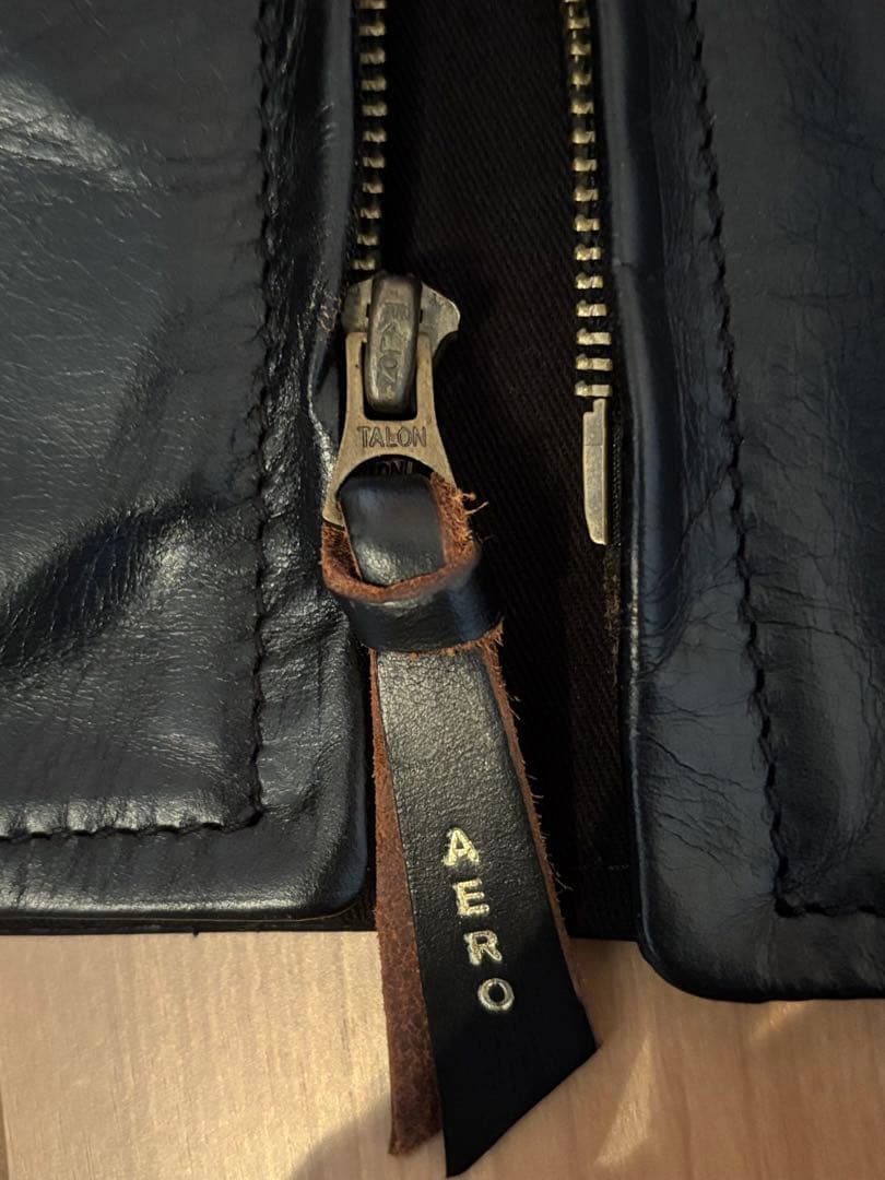 AERO LEATHER　ハーフベルトSTFレザージャケット　32サイズ　黒