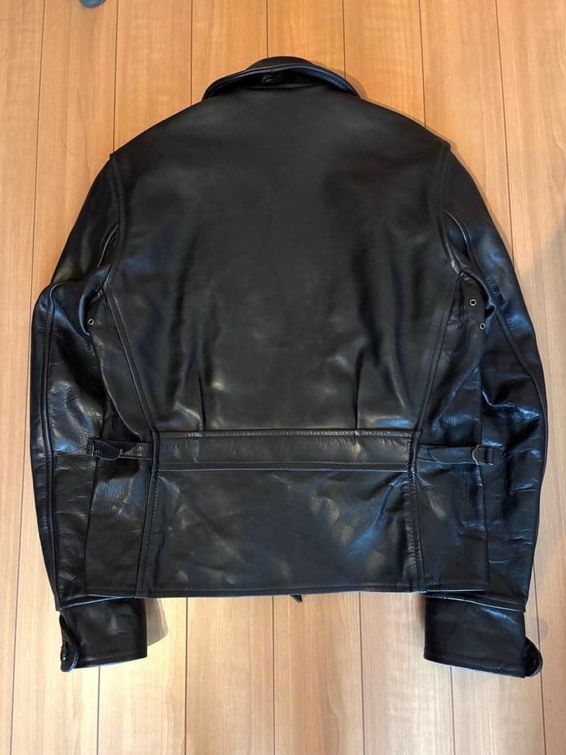 AERO LEATHER　ハーフベルトSTFレザージャケット　32サイズ　黒