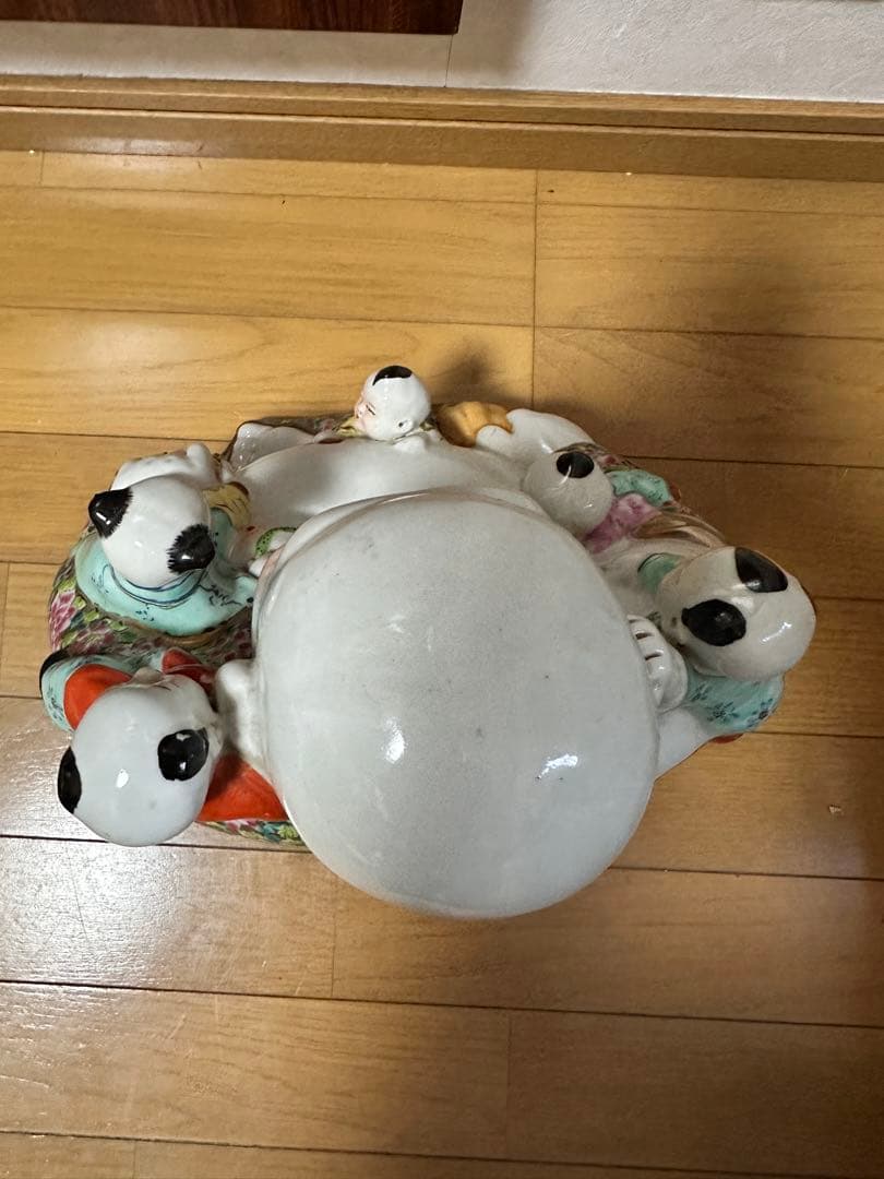 布袋像　五子登科　中国美術　陶器人形 アンティーク オブジェ 骨董品　縁起物