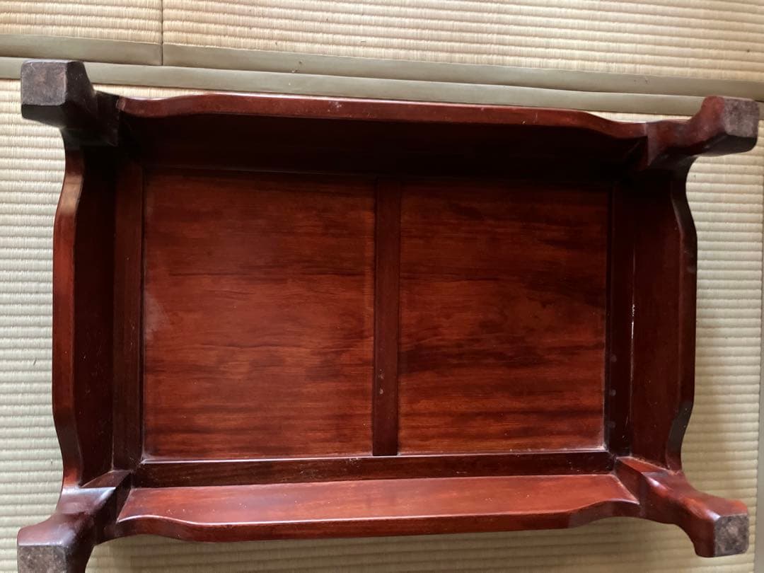 螺鈿テーブル　木製座卓 貝殻細工 花模様