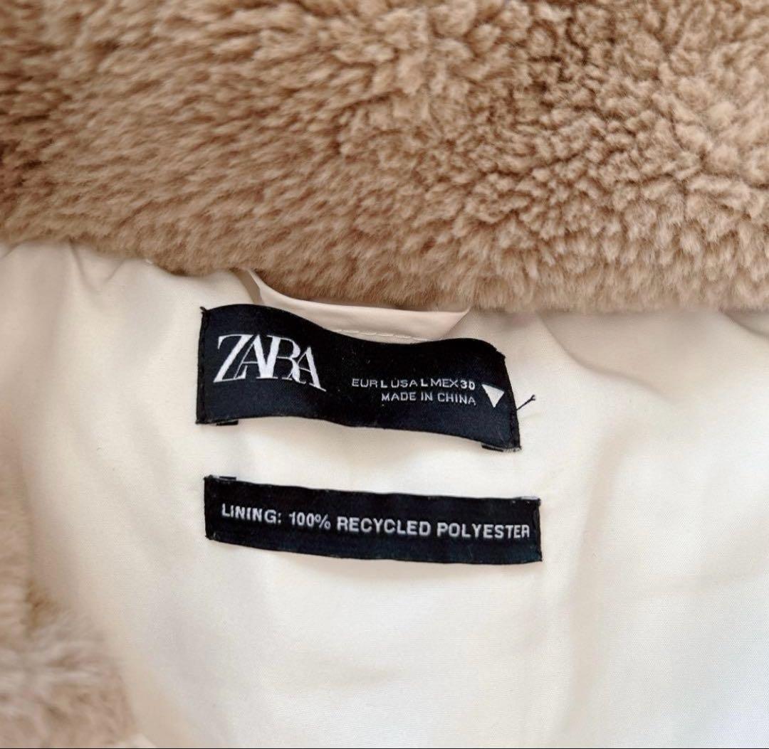 S*》様 【美品】ZARA ザラ ファー付きダウンジャケット Ｌ白 ウエストシェ