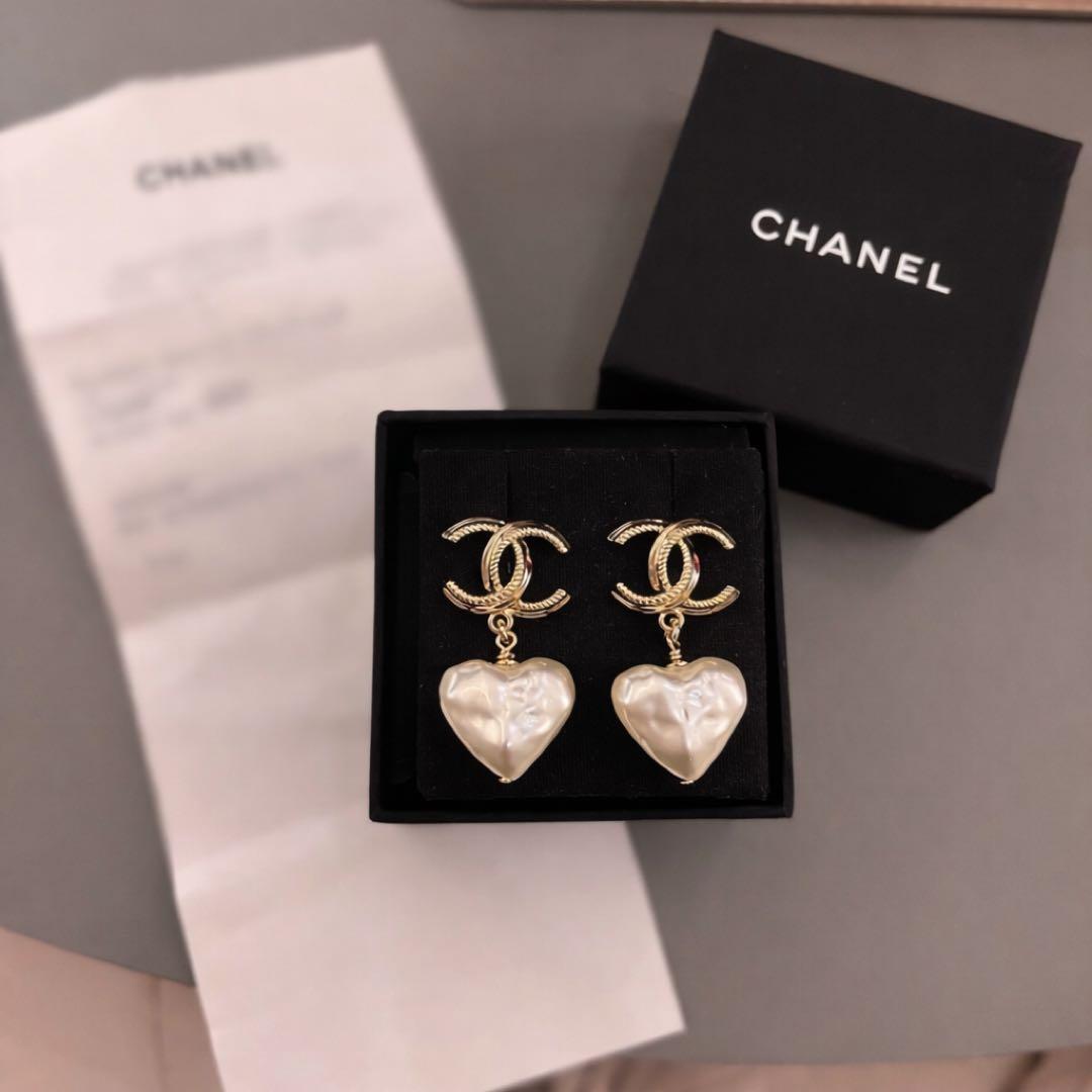 CHANEL ココマーク ハートモチーフ ピアス パール調 箱・レシート2022