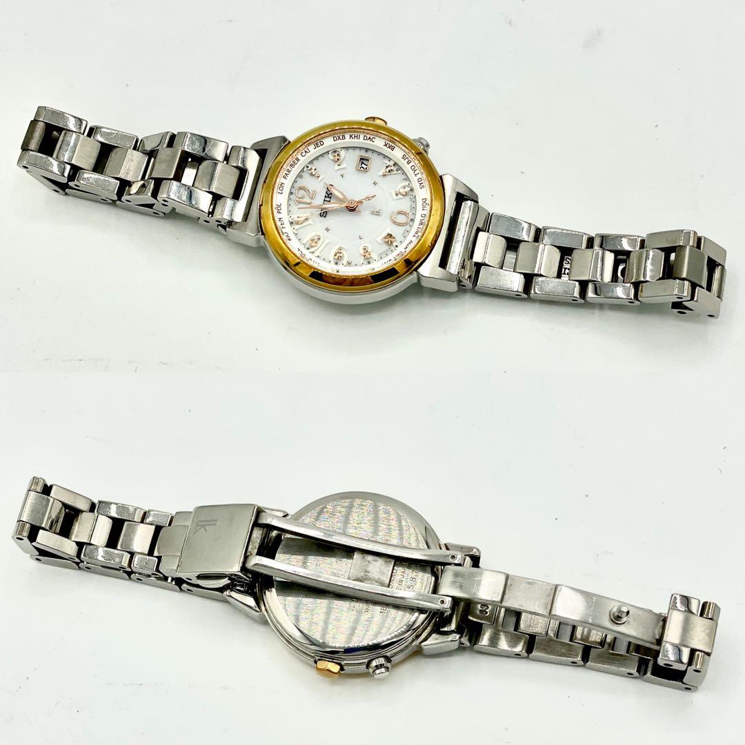 【稼働】セイコー 1B25-0AA0 ルキア 電波ソーラー デイト 腕時計