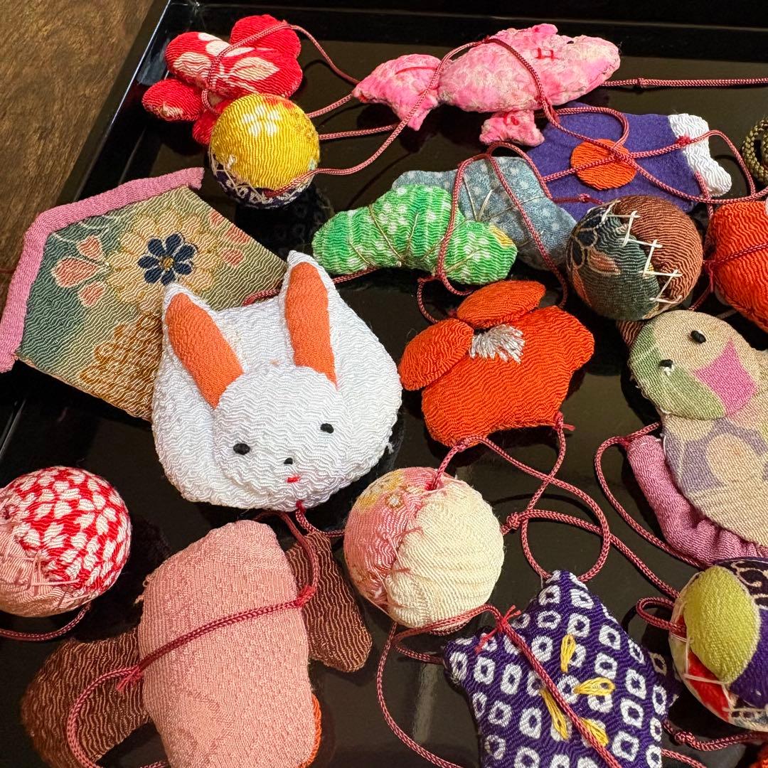 ひめ吊し雛材料 豆針山まとめて！手作り 縮緬　江戸縮　アンティーク