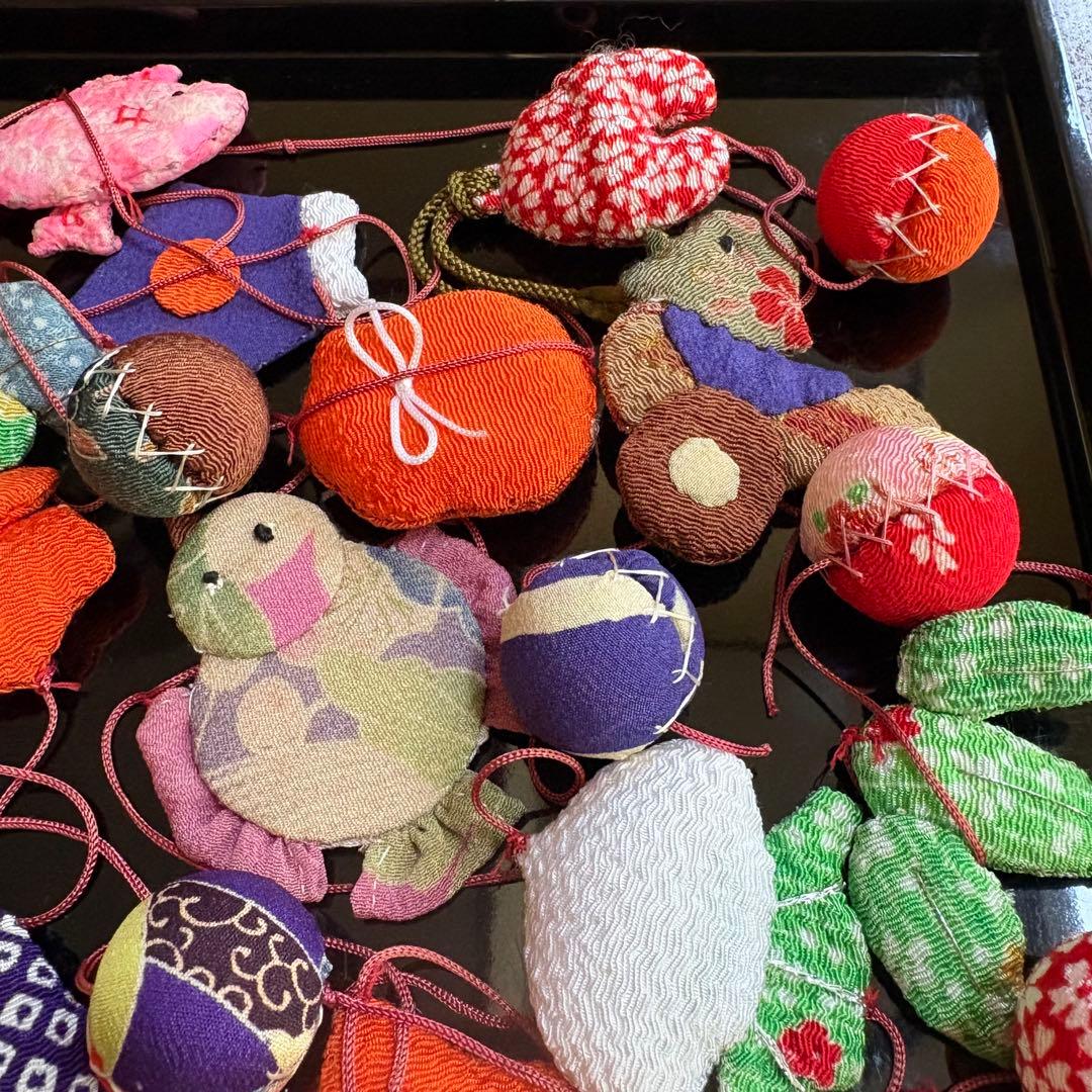 ひめ吊し雛材料 豆針山まとめて！手作り 縮緬　江戸縮　アンティーク