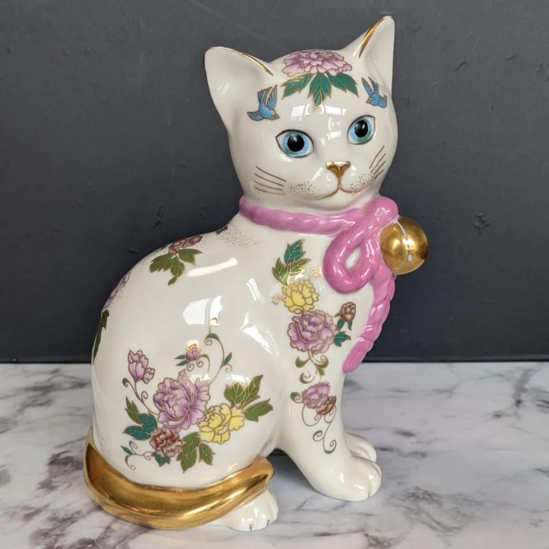 日本製 フランクリンミント ハンドペイント 猫 陶器 フィギュリン 置物 美品