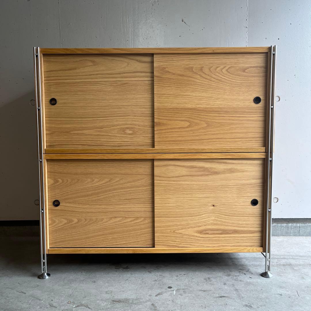 美品・廃盤希少★無印ステンレスユニットシェルフ・ボックス木製引き戸オーク材セット