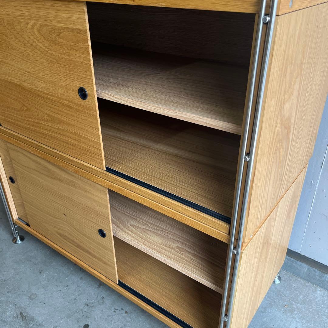 美品・廃盤希少★無印ステンレスユニットシェルフ・ボックス木製引き戸オーク材セット