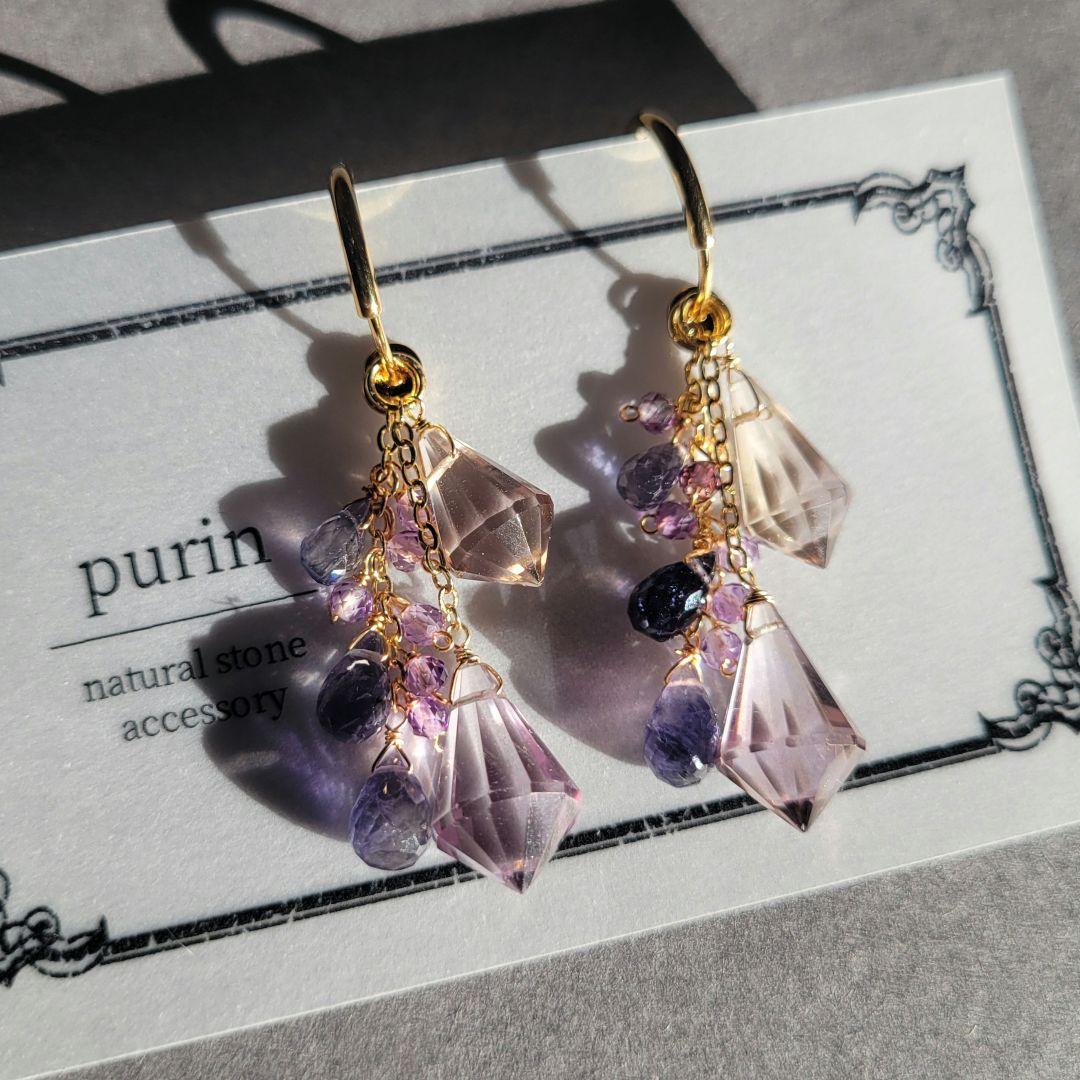 ポメころび様 グリーンアメジスト シャンデリア ピアス