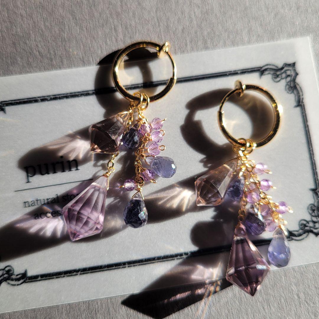 ポメころび様 グリーンアメジスト シャンデリア ピアス