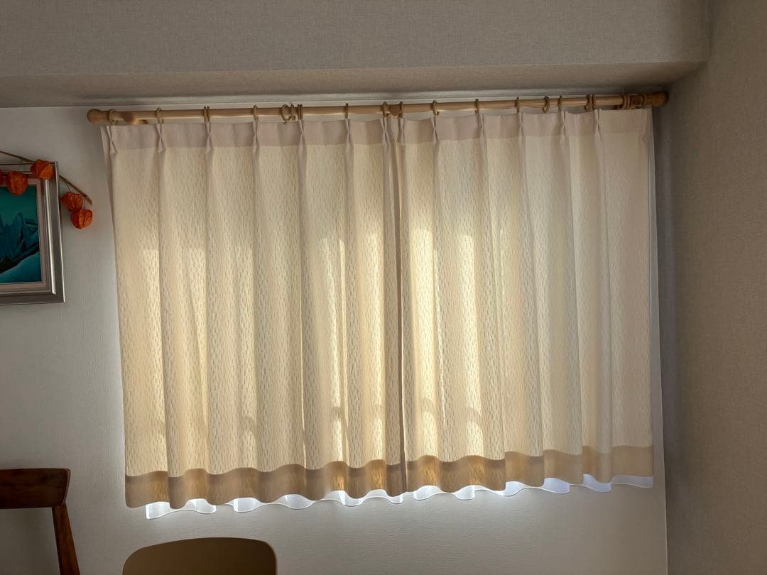 新品★モモナチュラルのドレープカーテン★巾184×丈121㎝両開きアイボリー