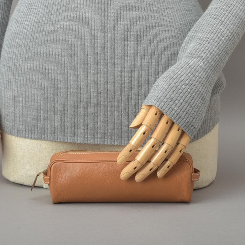 美品◇エルメス ペンケース メイクポーチ カーフレザー ブラウン □A刻印 文具