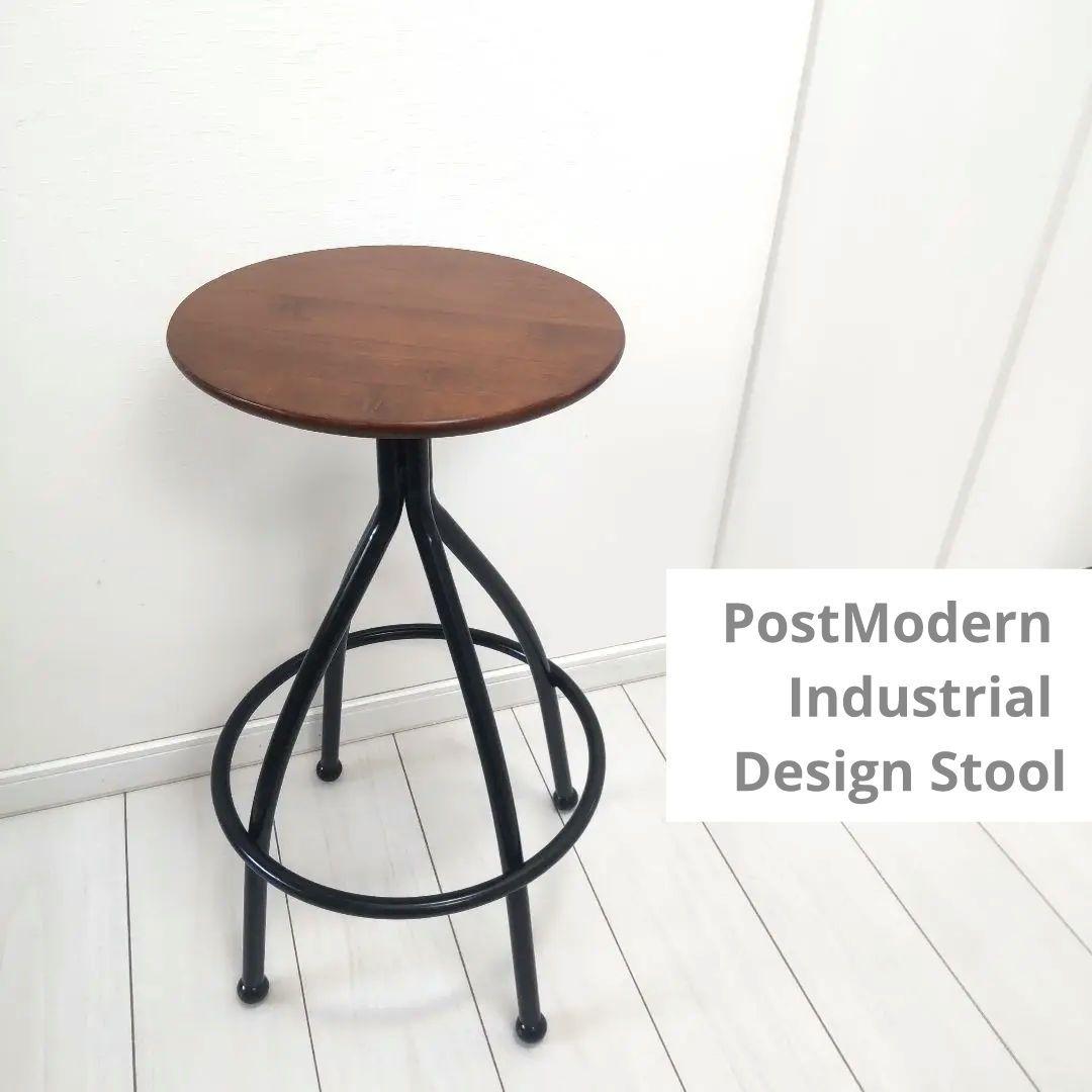 インダストリアル　ユニークな形状　無垢 × アイアン脚　スツール　チェア　丸椅子