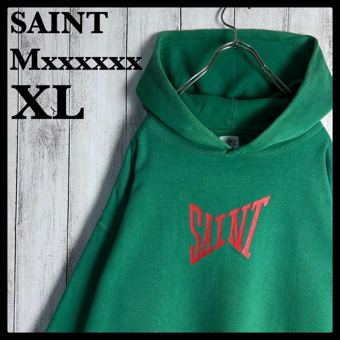 5174【希少XLサイズ】セントマイケル☆センターロゴ入りパーカー グリーン 緑