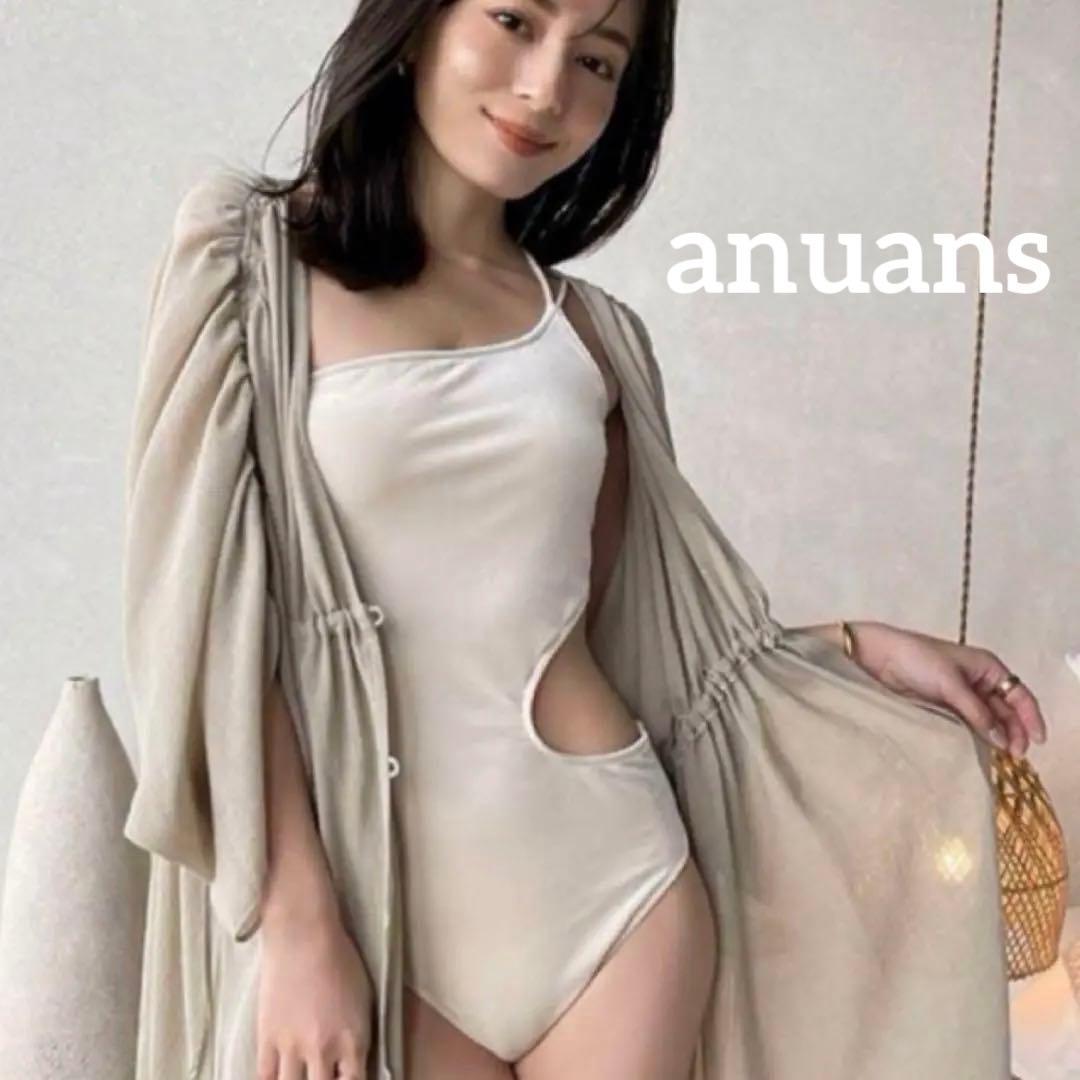 新品未使用 アニュアンス anuans サイドカットアウトベロアワンピース　水着