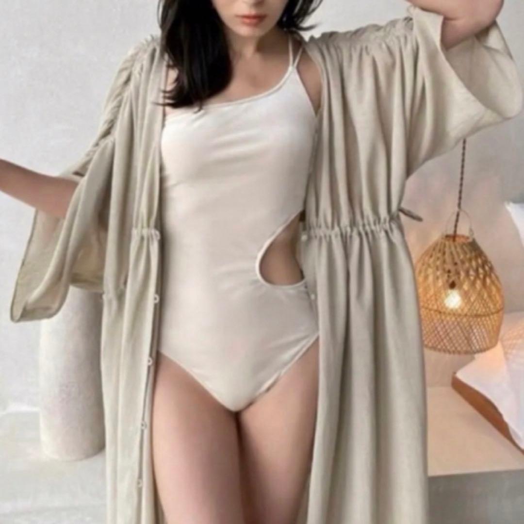 新品未使用 アニュアンス anuans サイドカットアウトベロアワンピース　水着