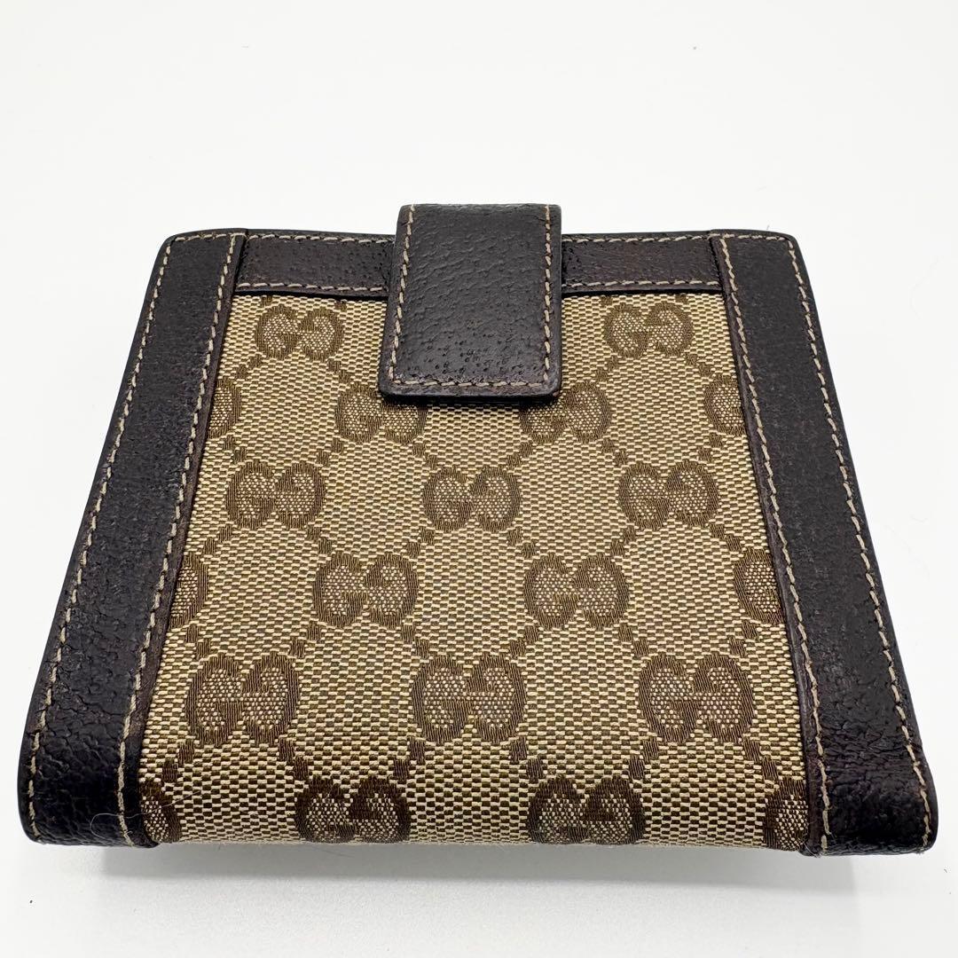 極美品 GUCCI 二つ折り財布 グッチキャンバス　グッチレザー