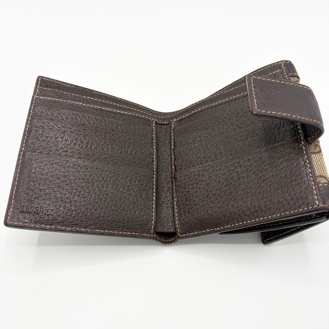 極美品 GUCCI 二つ折り財布 グッチキャンバス　グッチレザー