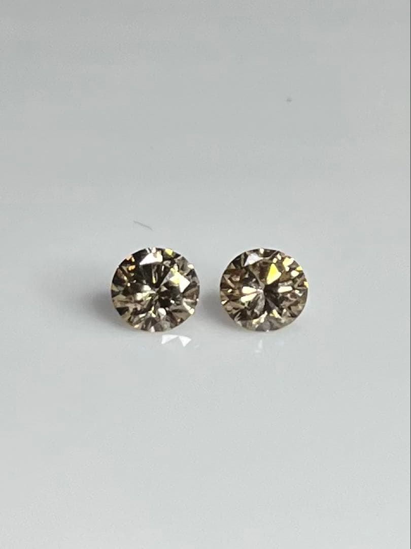 セット価格K18 天然ダイヤモンドピアス 計1.2ｃｔ ブラウン系