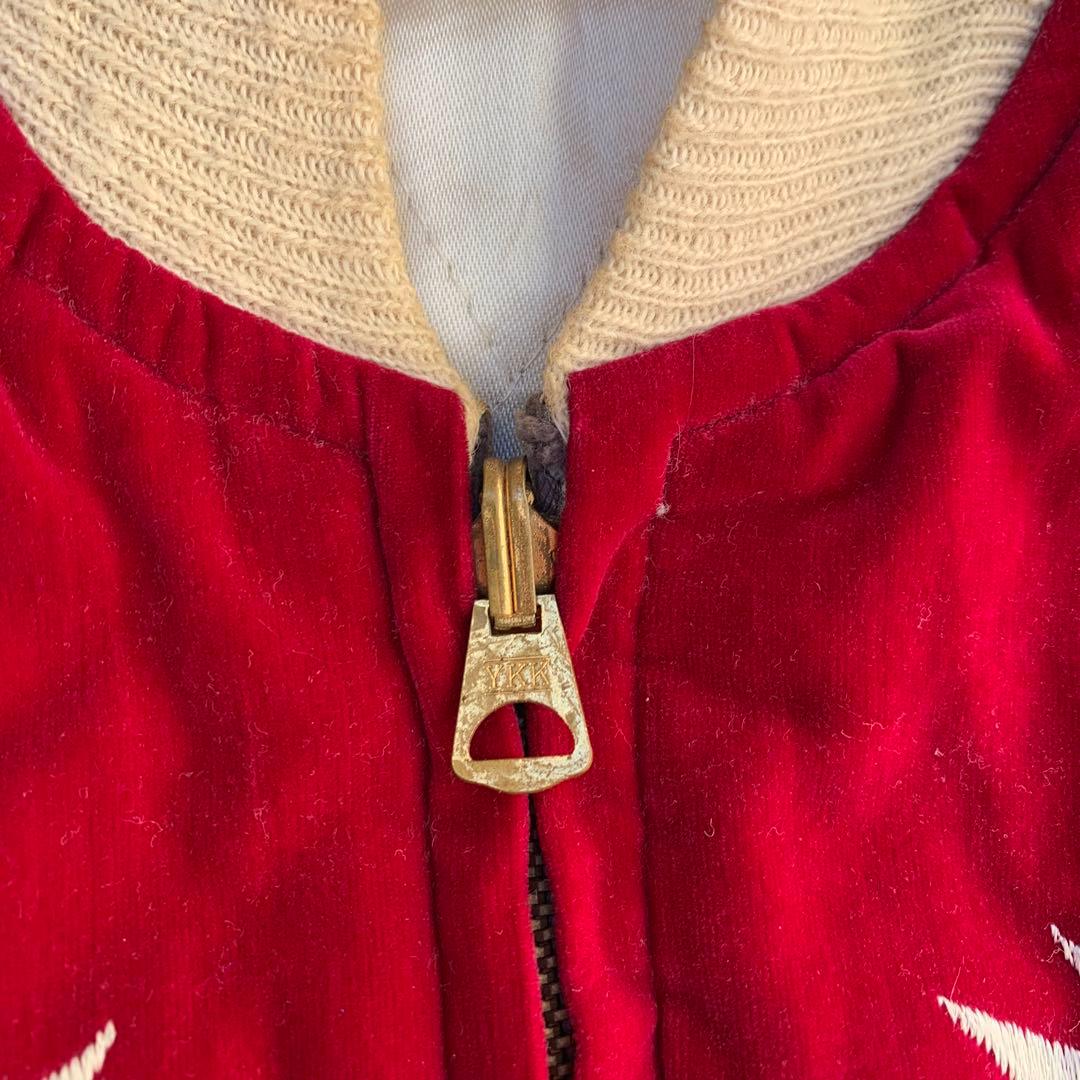 50〜60s ワインレッド スカスカスカジャン L 当時物 vintage