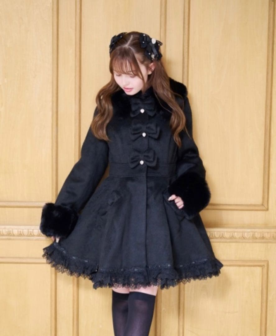 ♡LIZLISA♡バックティアードリボンコート 黒