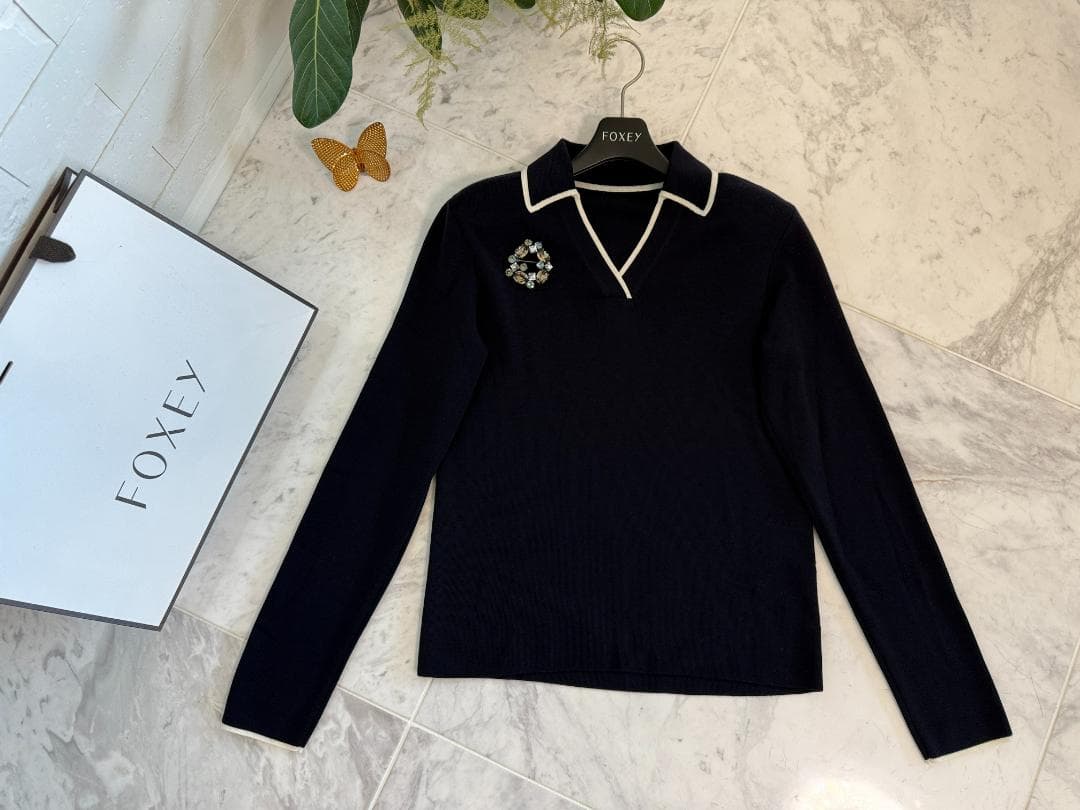掲載商品★極美品★FOXEY/フォクシー セーター キャラメルリボン ウール38