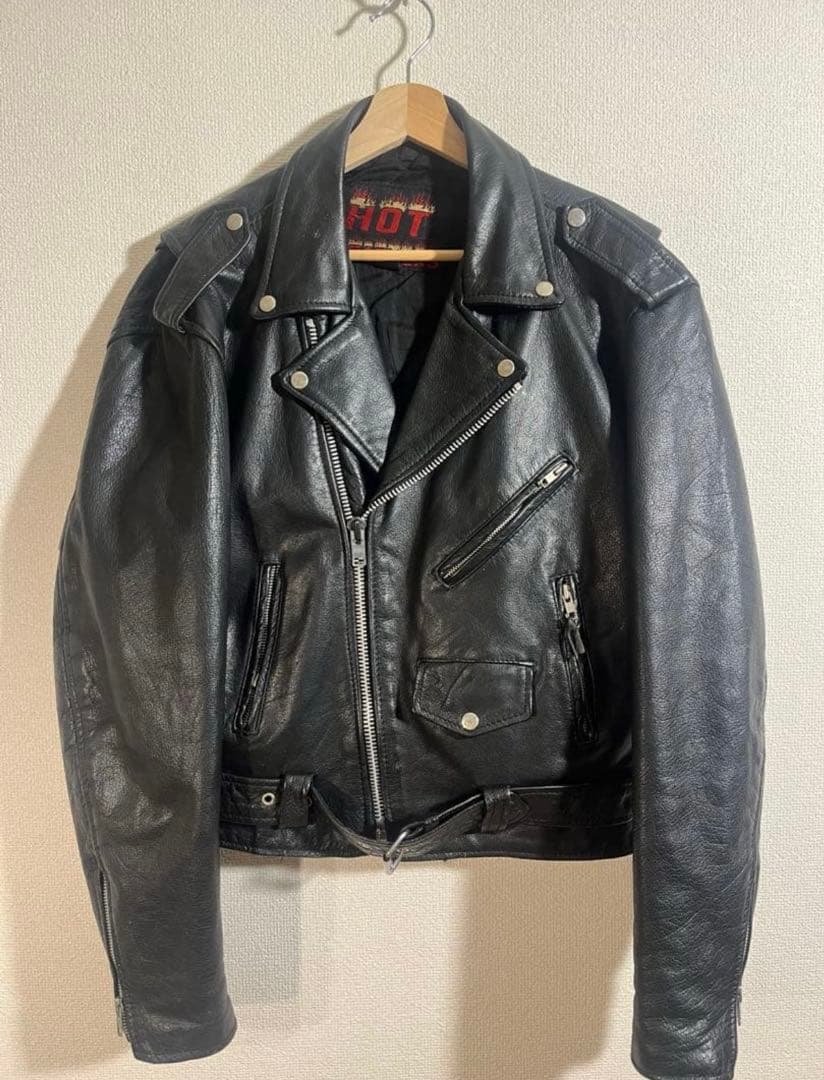 本革 Hot leathers ブラックレザー クラシック ダブルライダース M