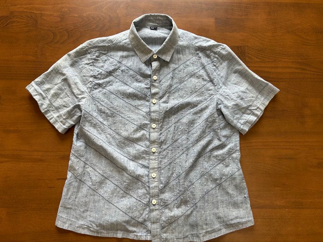 インドカディレースの四角ブラウス(藍) 03-L73-藍ダンガリー