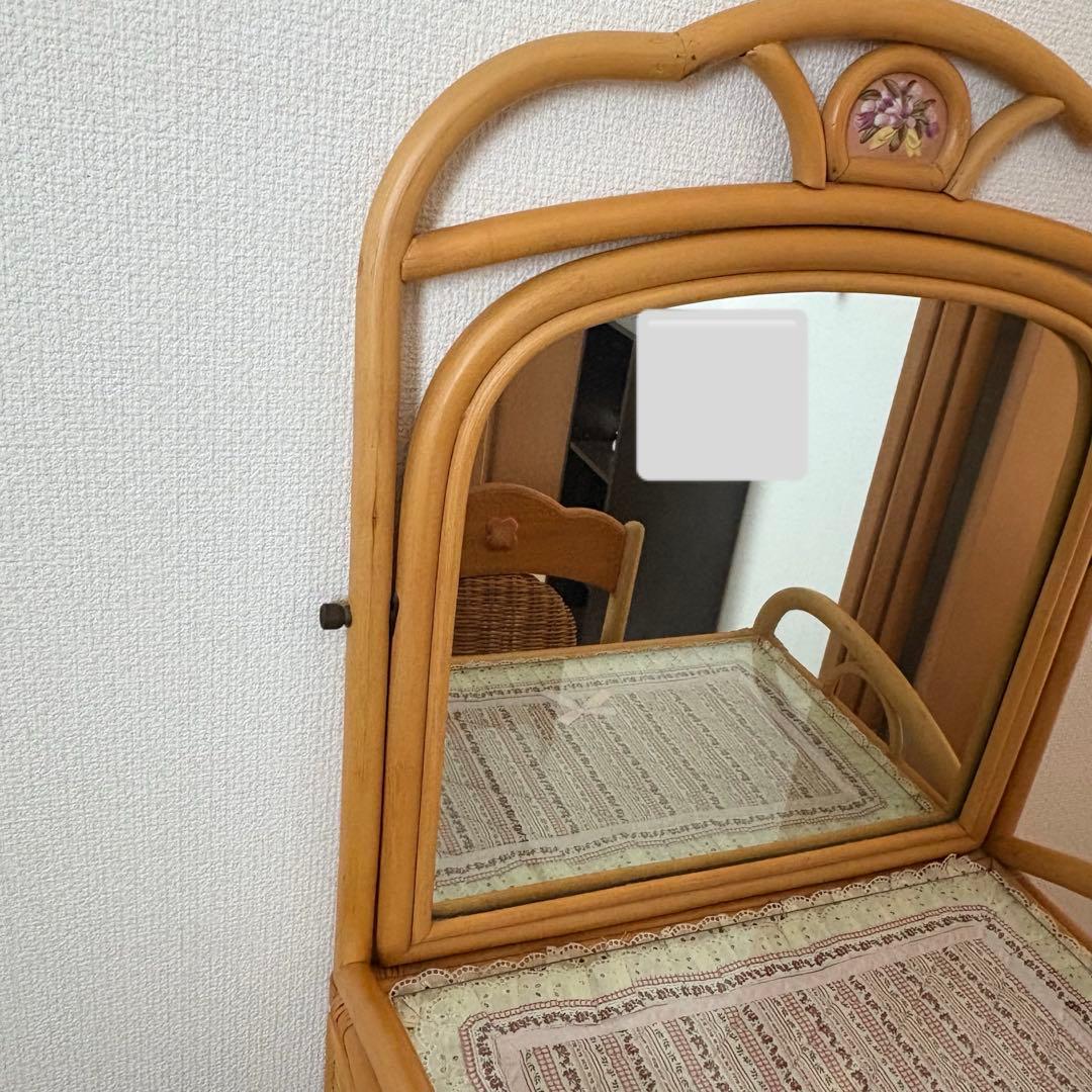 ラタン　籐家具　ドレッサー　鏡台　① 化粧台　木製　昭和レトロ　アンティーク