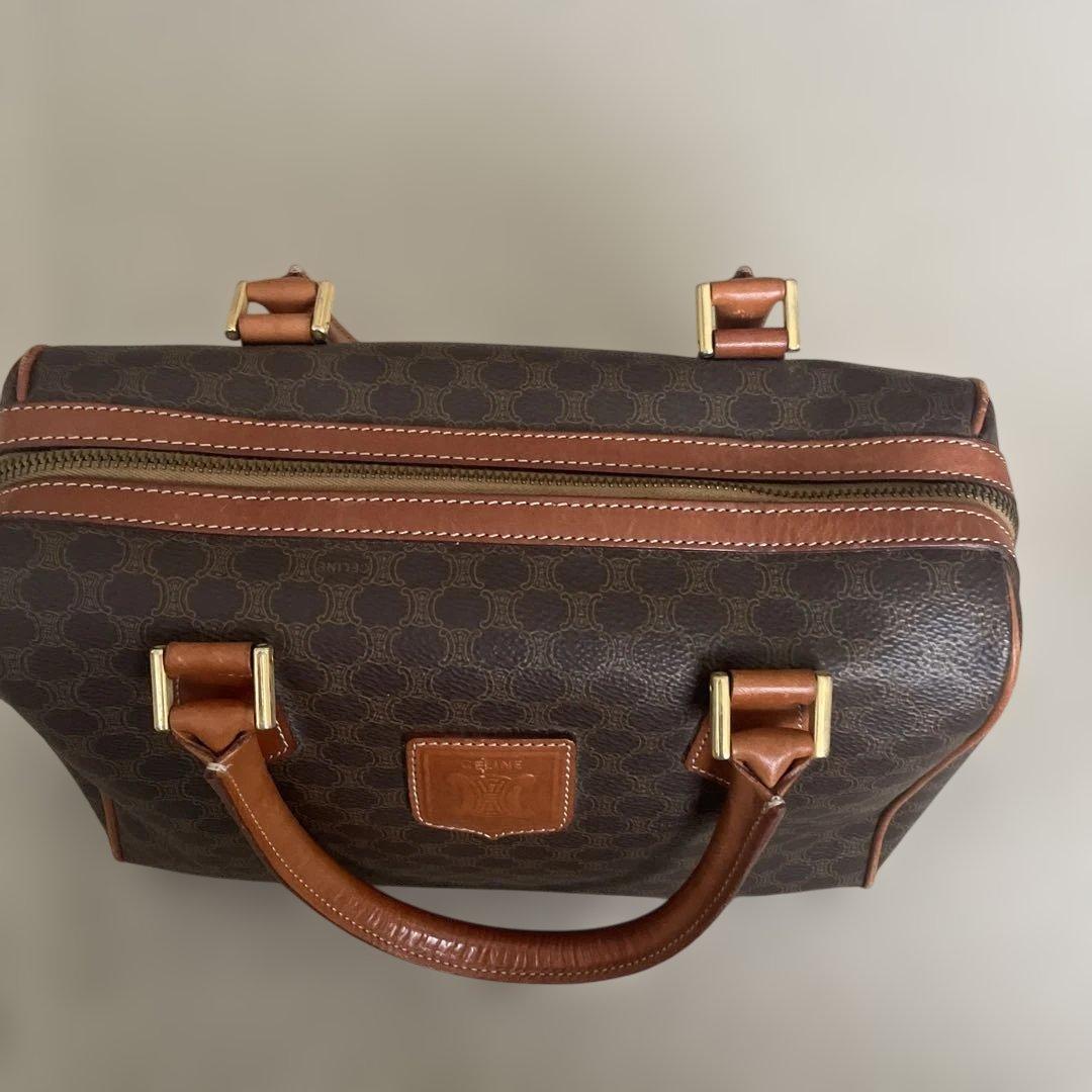 [CELINE美品　セリーヌ　ミニボストン　マカダム柄　トリオンフハンドバッグ