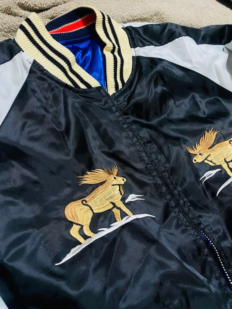 90s ALASKA ２面用 日本限定 虎 スカジャン サテン vintage