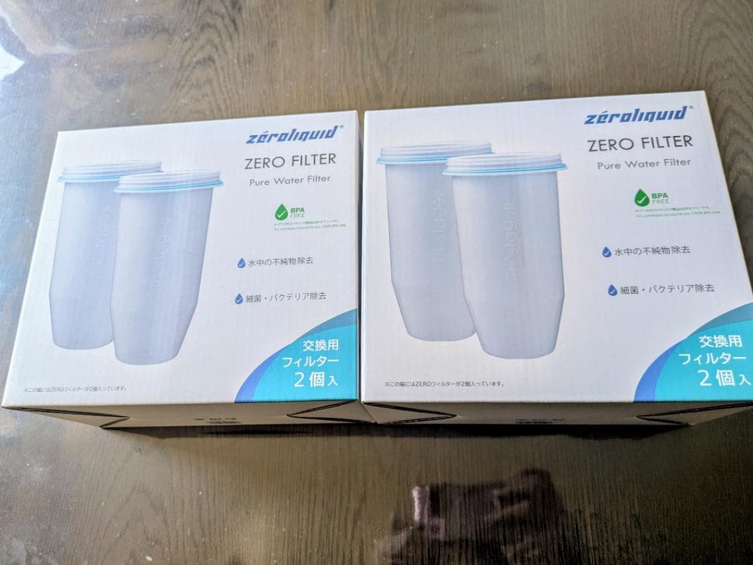 ZEROフィルター 浄水器カートリッジ 2個入り×2箱　使用済み本体付き
