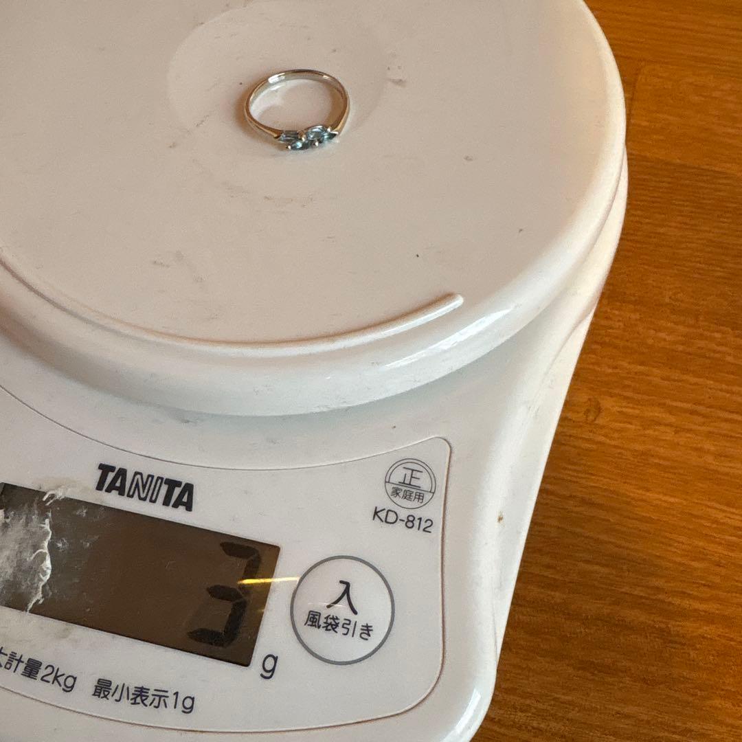 used美品★ アクアマリン　プラチナ　指輪　9号