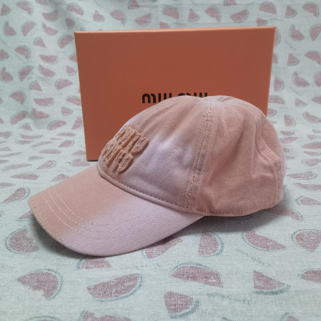 MiuMiu ロゴ入り デニム ベースボールキャップ