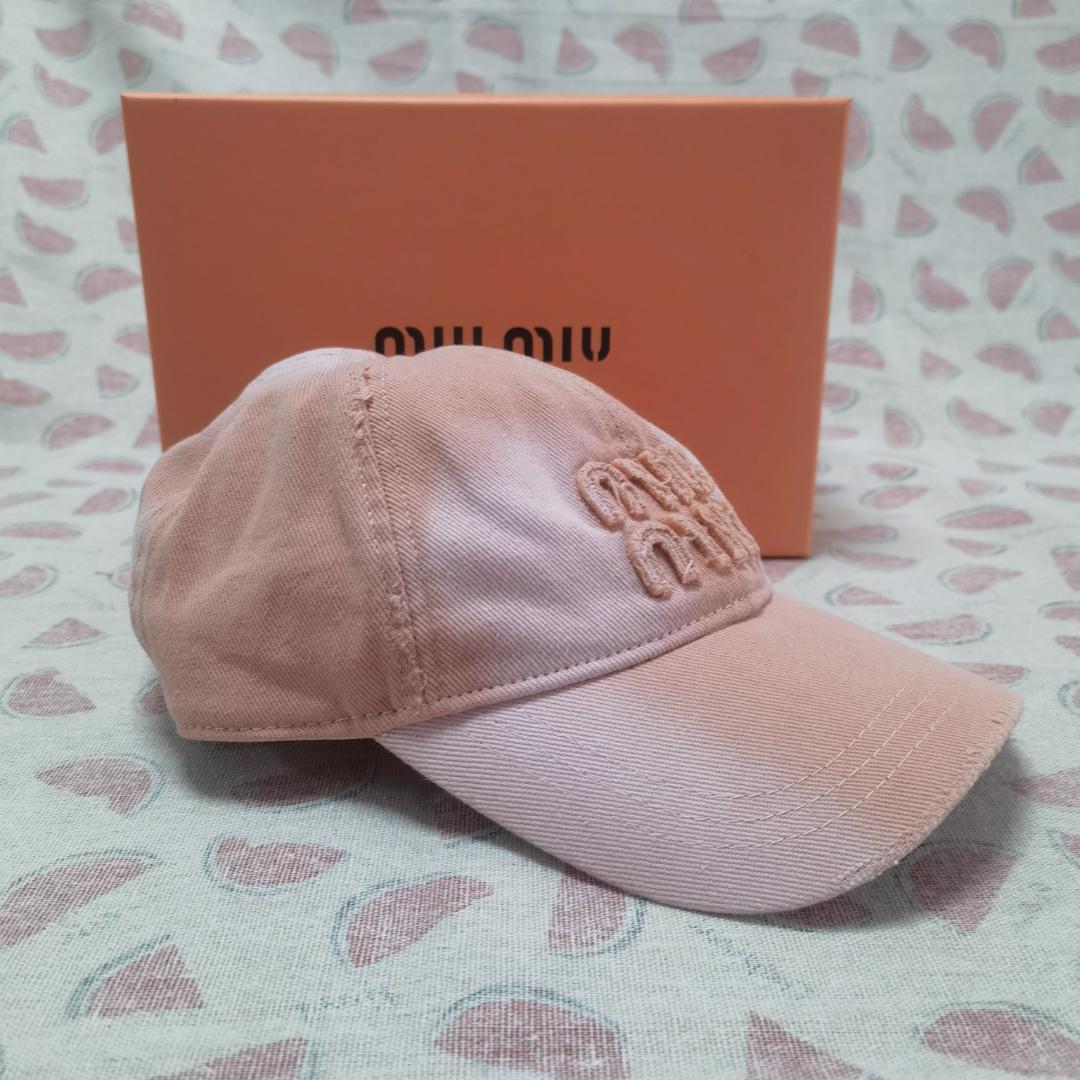 MiuMiu ロゴ入り デニム ベースボールキャップ
