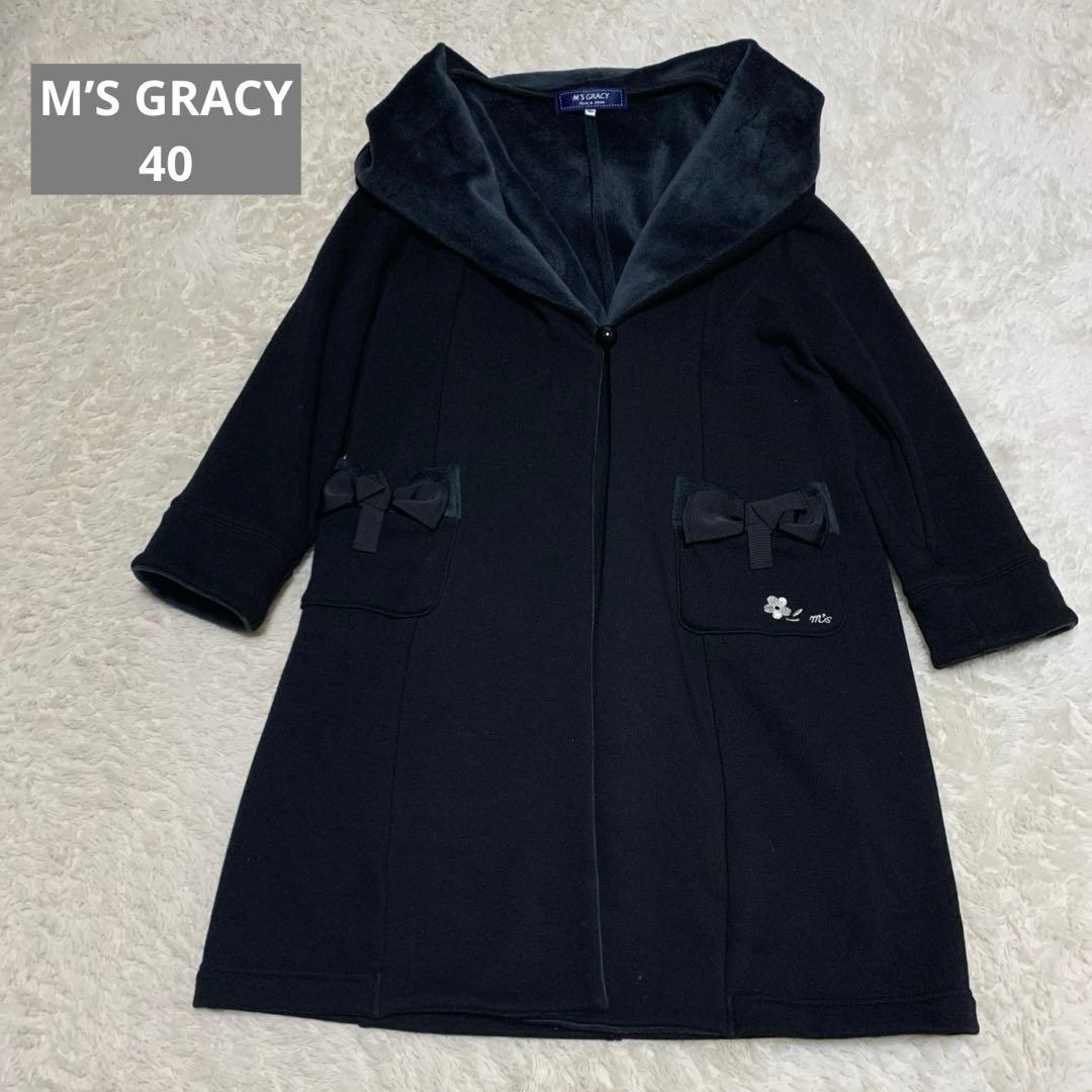 yukiko　　ポケットリボン ボンバーヒート コート 40 黒