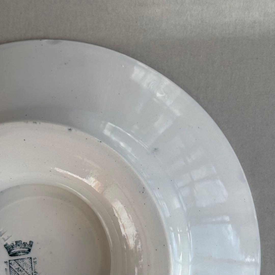 フランスアンティーク サンタマン PRIMAブルーの蔓の花が可愛いコンポティエ