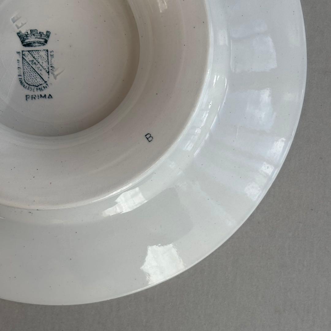 フランスアンティーク サンタマン PRIMAブルーの蔓の花が可愛いコンポティエ