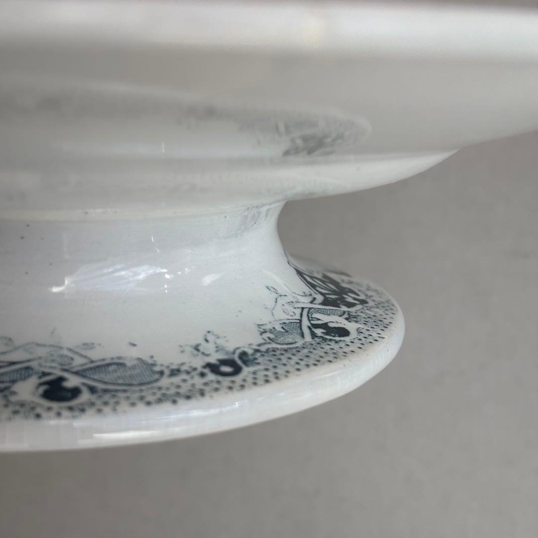 フランスアンティーク サンタマン PRIMAブルーの蔓の花が可愛いコンポティエ