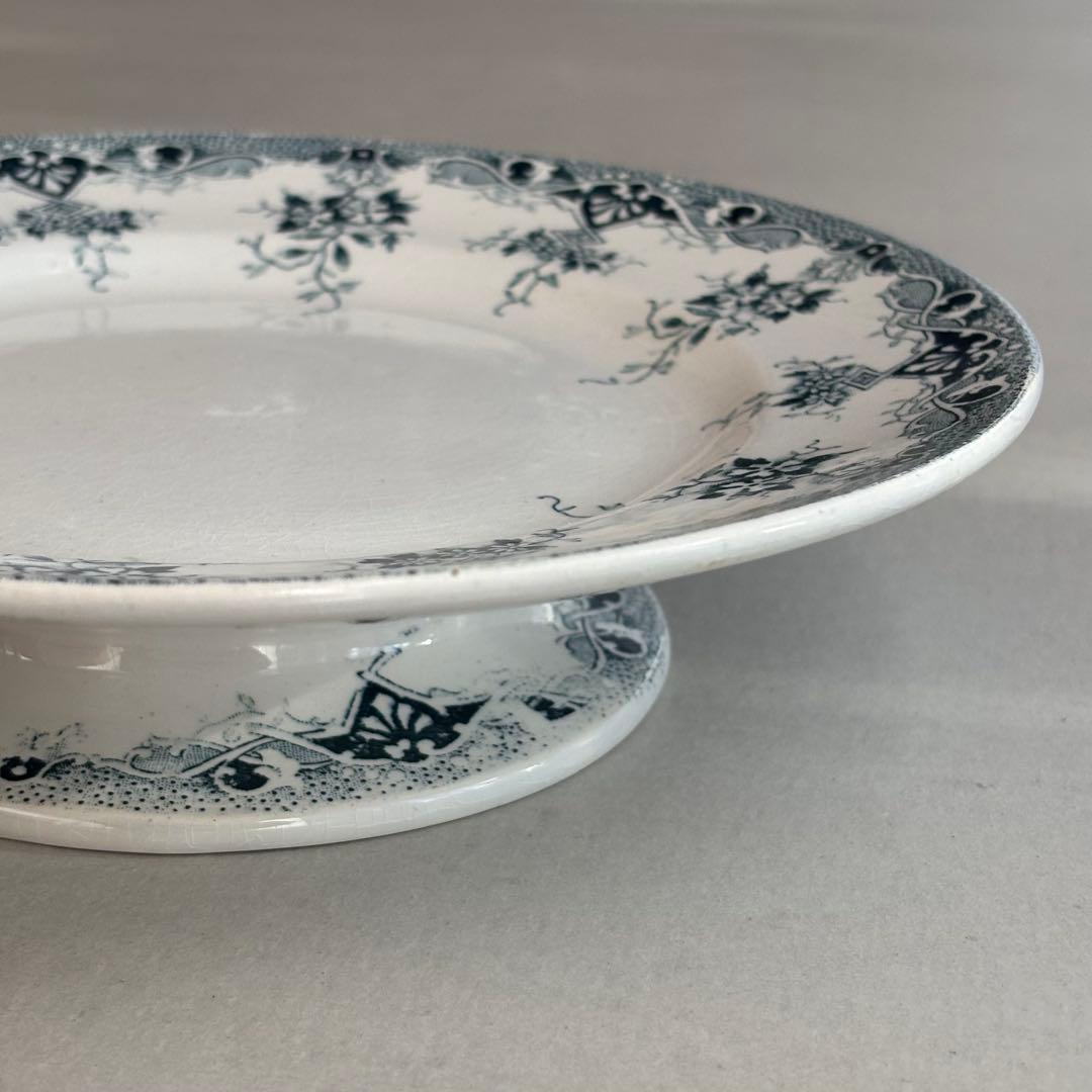 フランスアンティーク サンタマン PRIMAブルーの蔓の花が可愛いコンポティエ