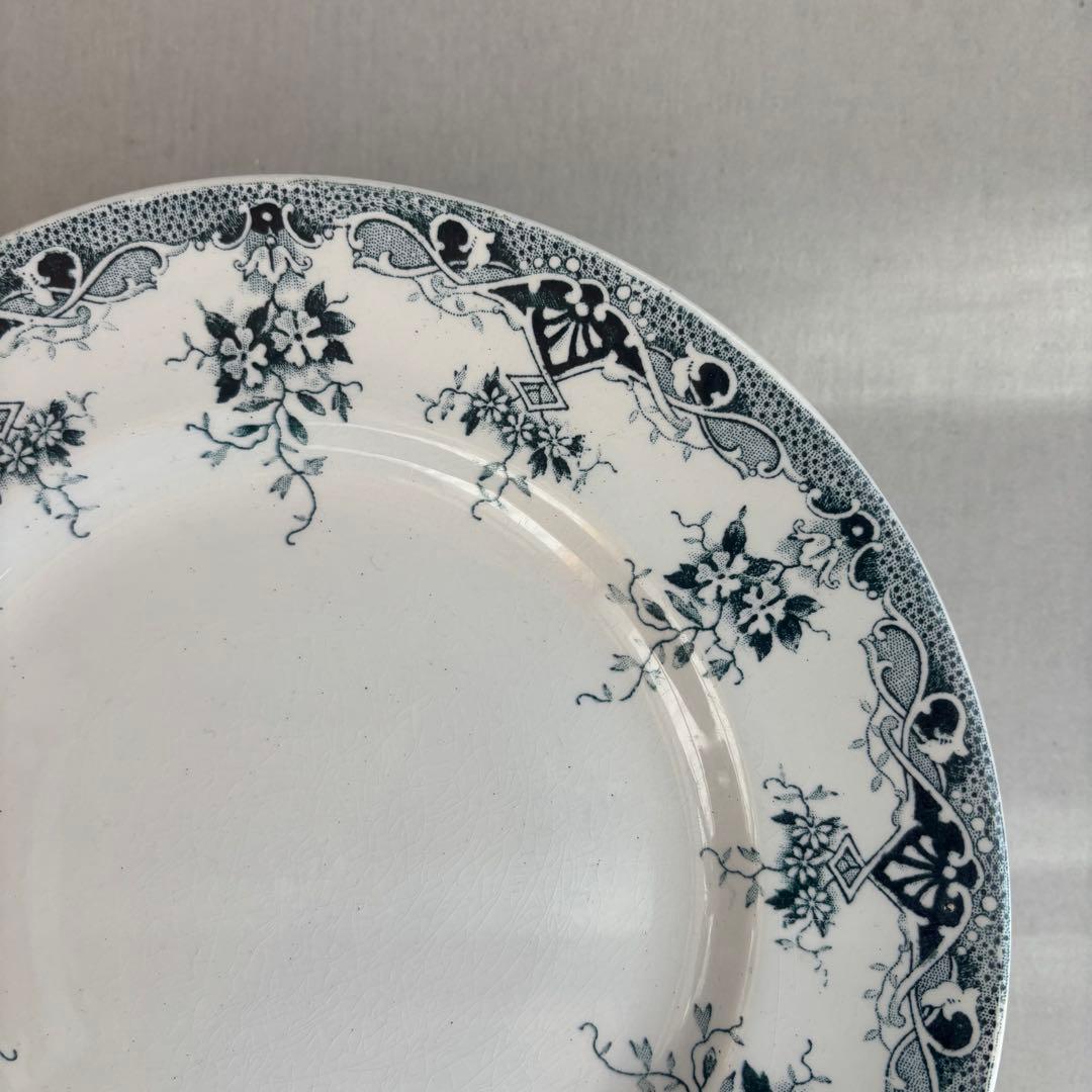 フランスアンティーク サンタマン PRIMAブルーの蔓の花が可愛いコンポティエ